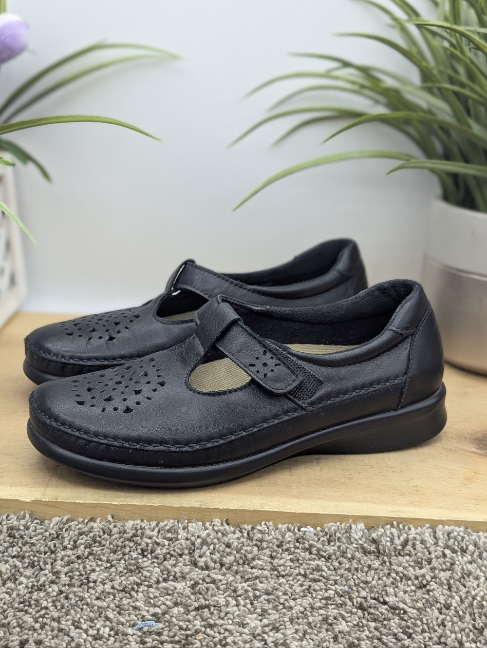 SAS Black Leather Mary Jane Comfort Shoes